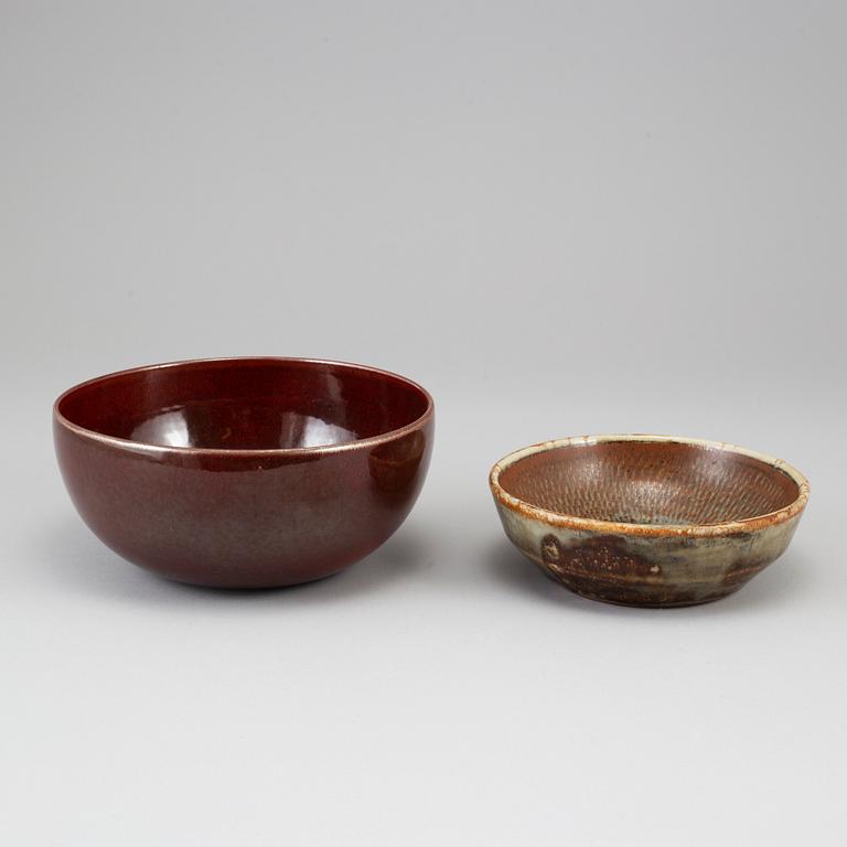 CARL-HARRY STÅLHANE, two unique stoneware bowls, Rörstrand, signed and dated -59 & 60.
