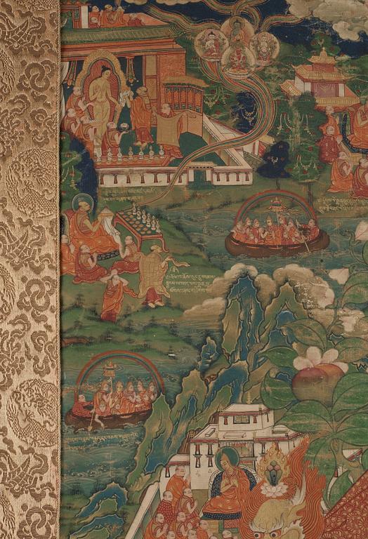 THANGKA, Tsong Khapa, Tibet, troligen 1700-tal/tidigt 1800-tal.