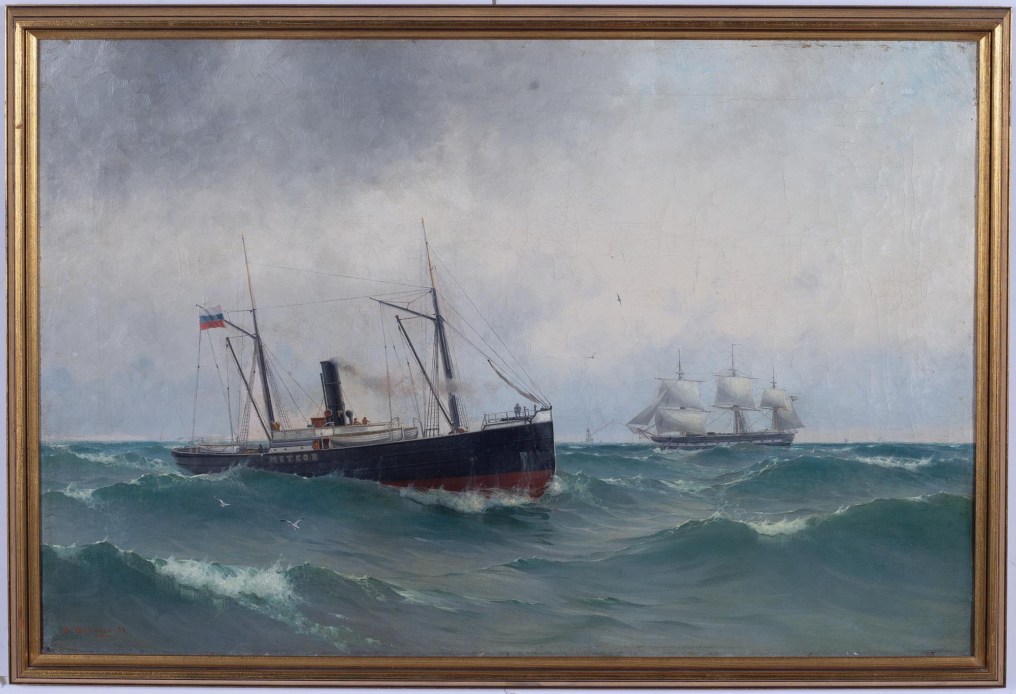 Arvid Ahlberg, ”Meteor & Vanadis vid Utklippans fyr".