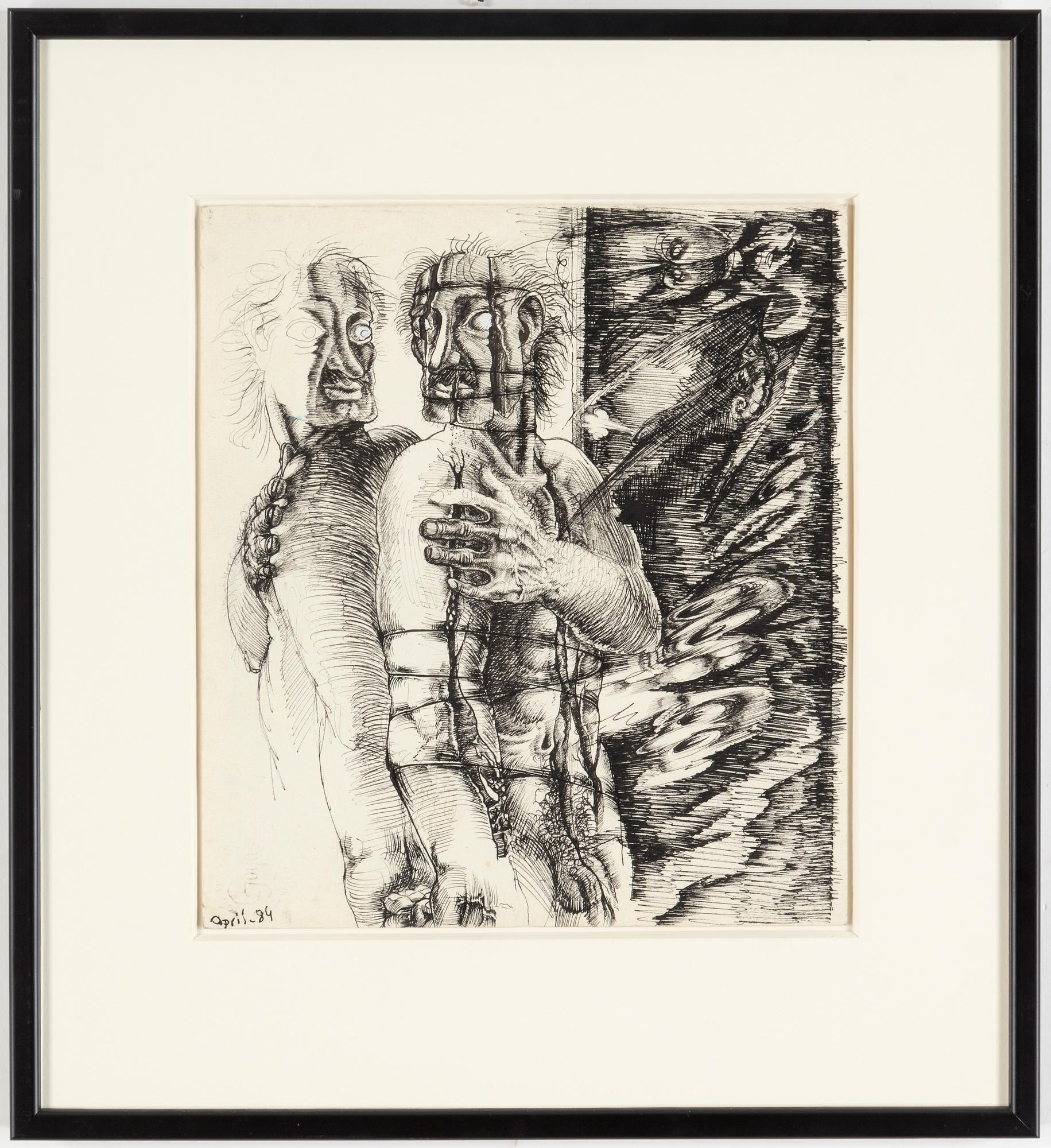 ULF RAHMBERG, indian ink with heightening white, signed with monogram and dated -84.