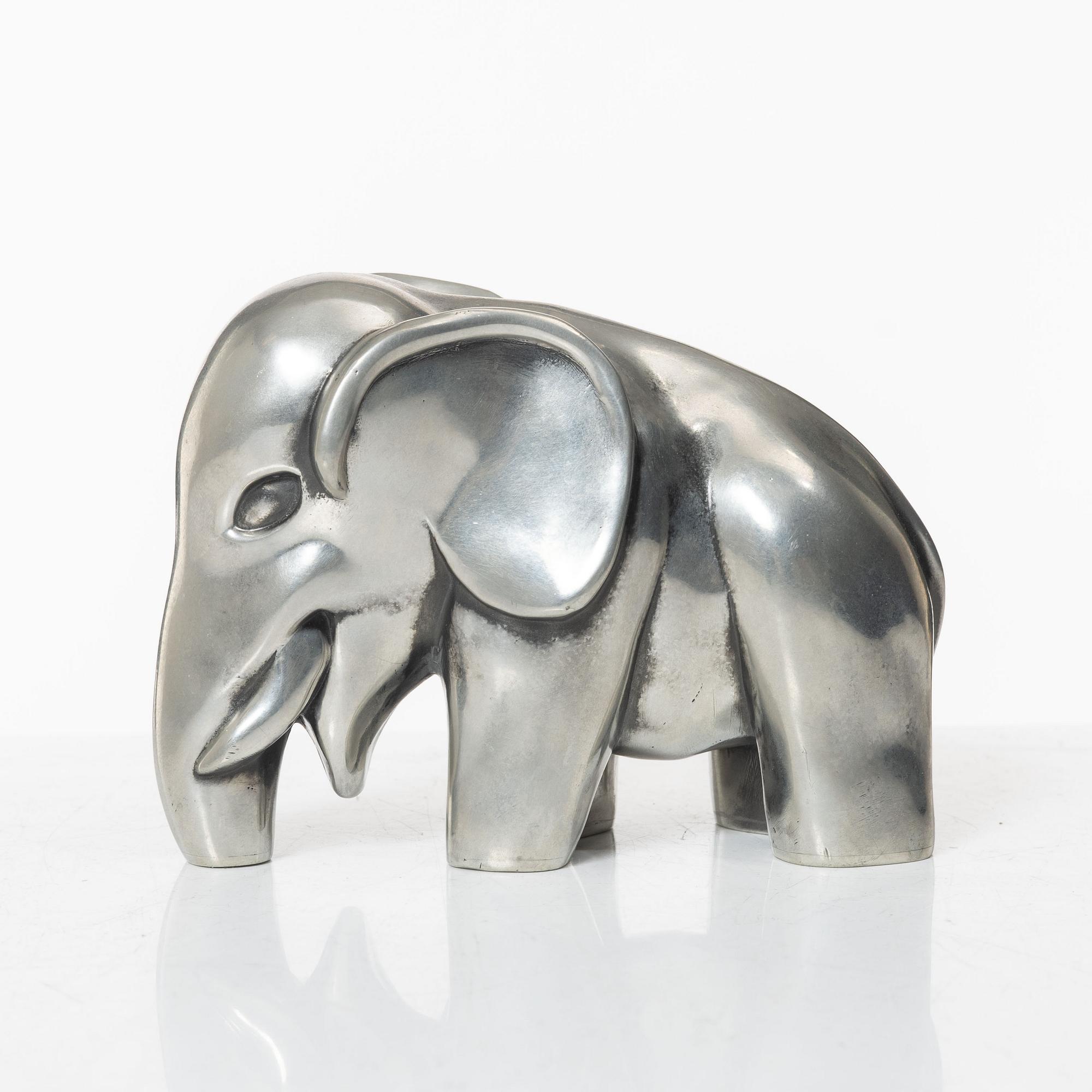 Björn Trägårdh, a model A 1734 pewter sculpture of an elephant, Firma Svenskt Tenn, Stockholm 1984.