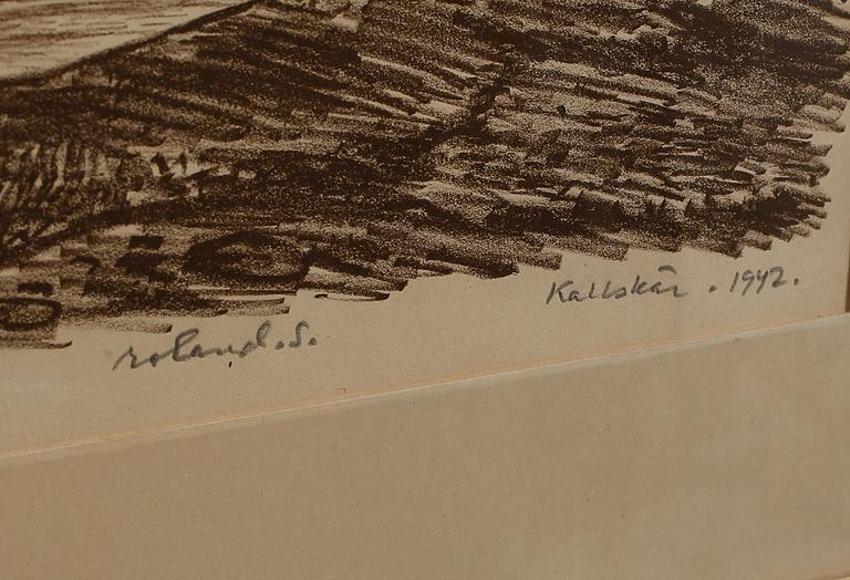 ROLAND SVENSSON, litografi, signerad och daterad 1942.