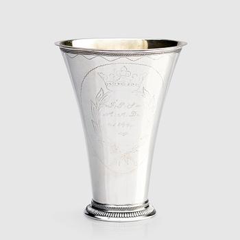 252. A Swedish 18th century parcel-gilt silver beaker, mark of Johan Schröder, Landskrona 1796.