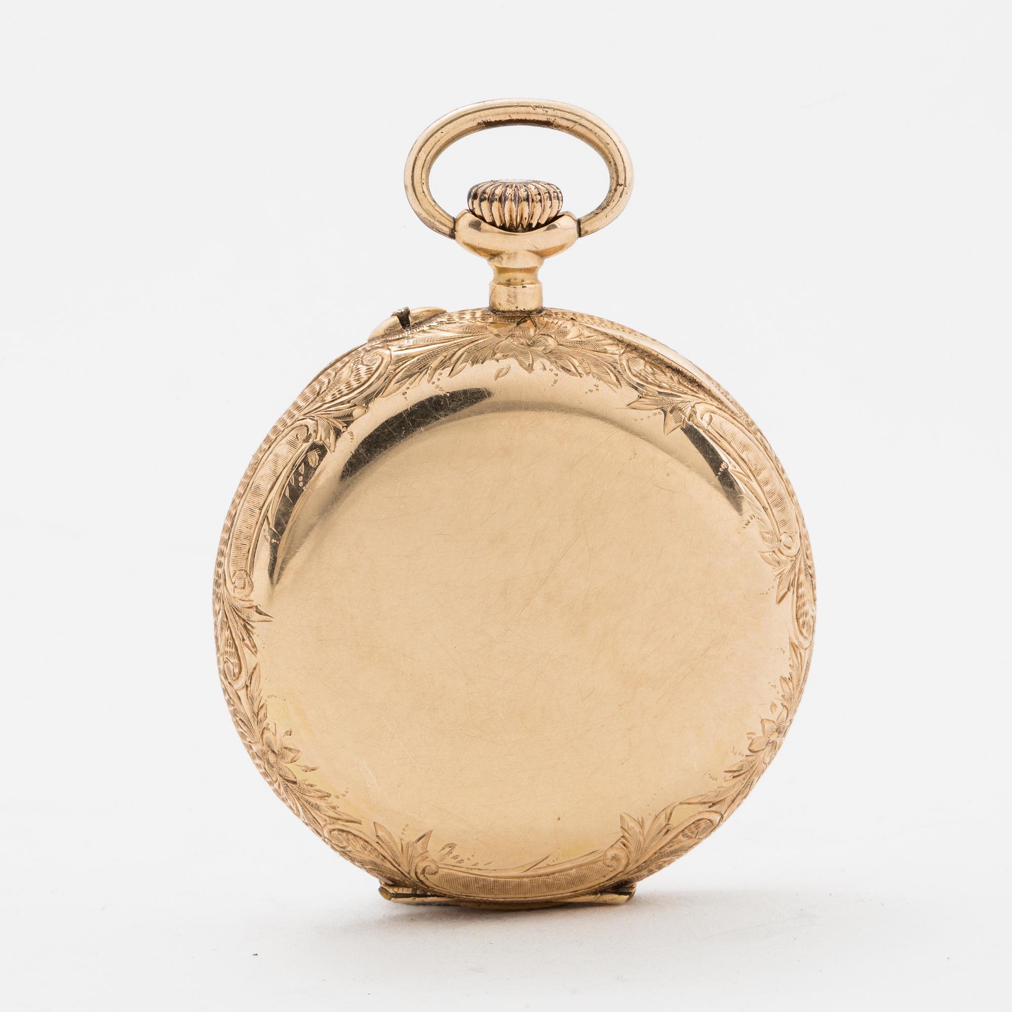 A 34 mm pocket watch.