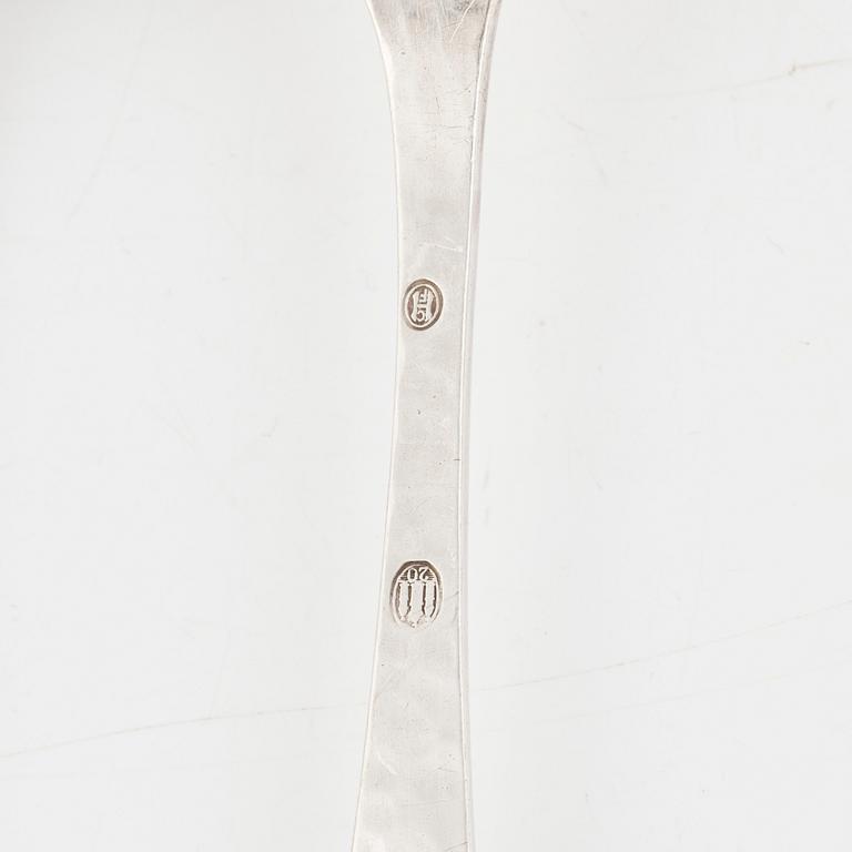 Bestick, 6 st, silver, Köpenhamn 1920-tal.