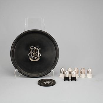 PARTI silver och isolit, 9 delar, bla Silversmedjan Perstorp, 1972.