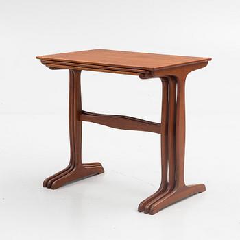 Ole Wanscher, a three-piece nesting table, A.J. Iwersen, Copenhagen, Denmark, mid 20th century.