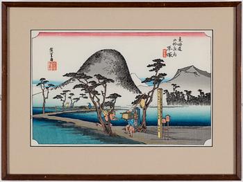ANDO UTAGAWA HIROSHIGE, six color woodblock prints, Japan, 20th century.