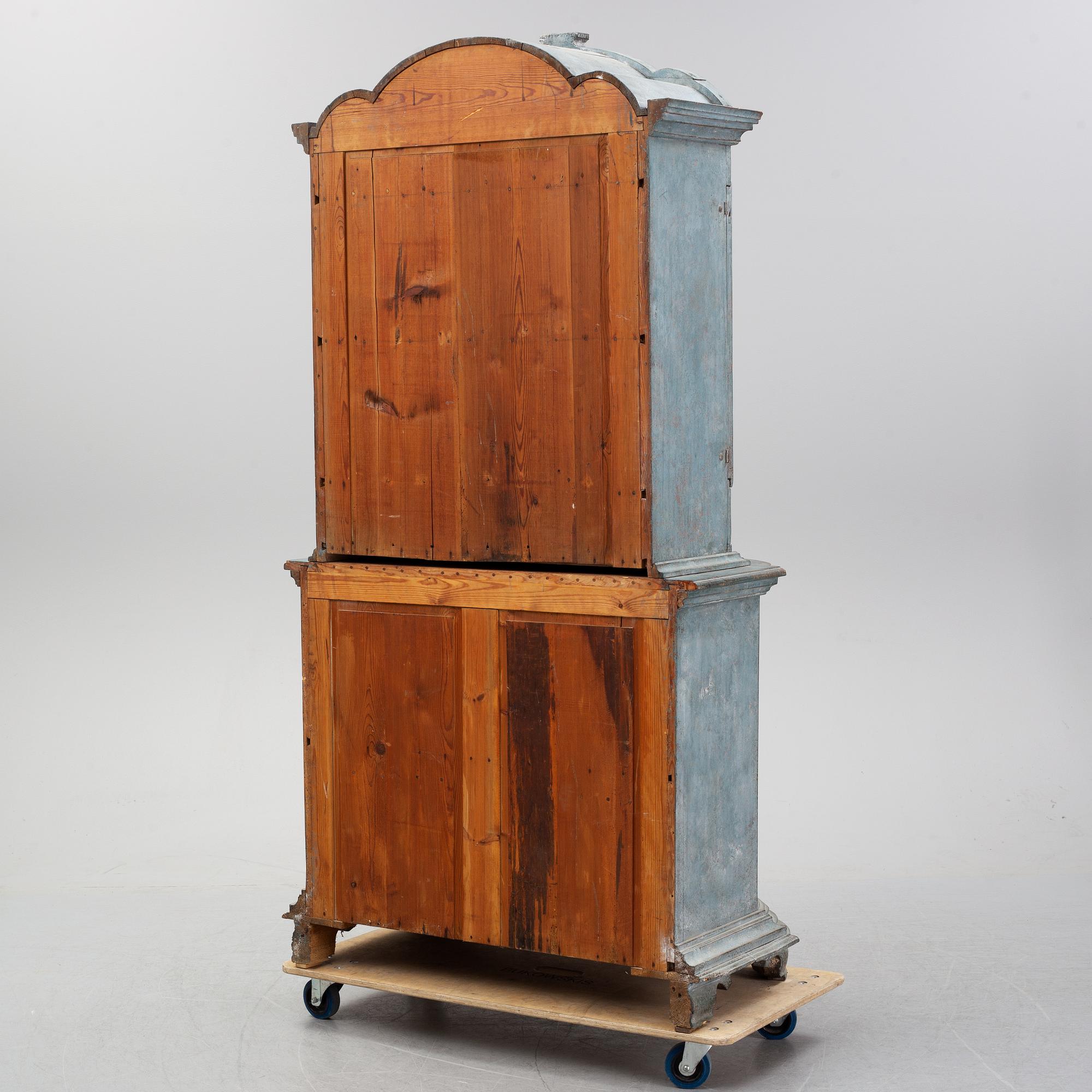 A painted pine Baroque cabinet, 18th Century.