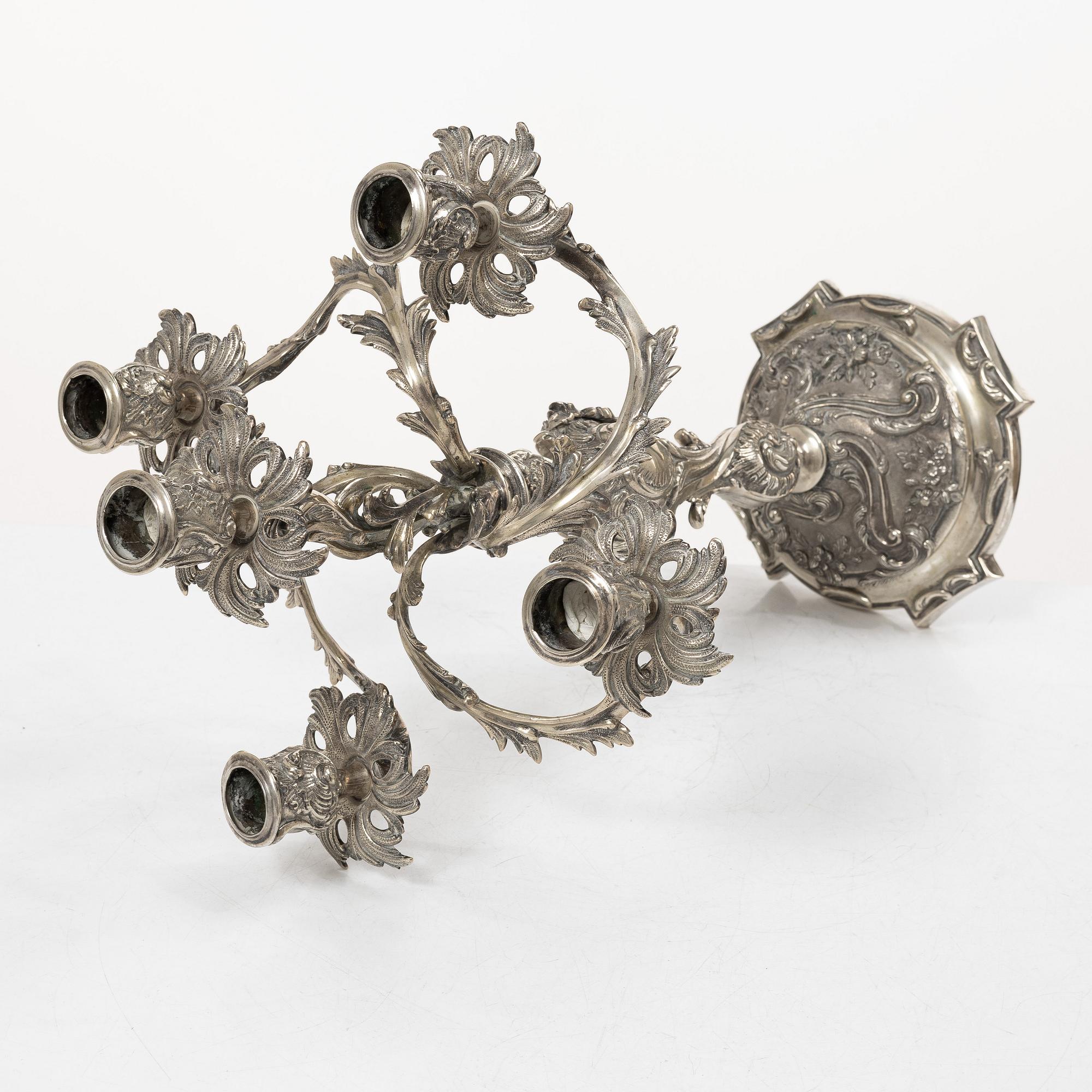 Candelabrum, silver, Rococo style, 20th century.