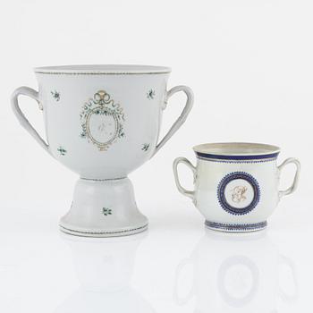 Two cups with handles, China, Qing dynasty, around the year 1800.