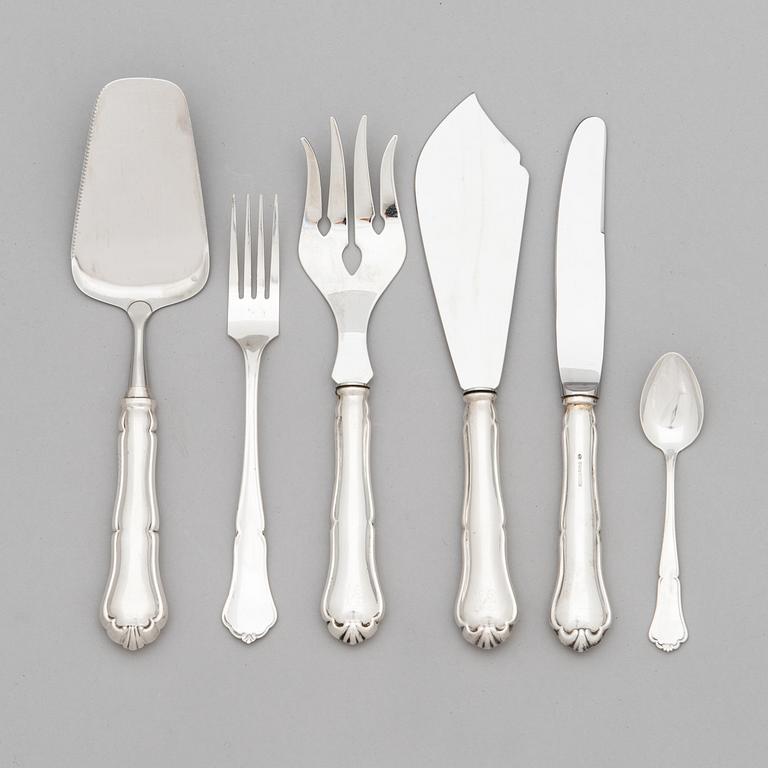 A 24-piece set of 'Chippendale' silver cutlery, Finnish hallmarks 1987-91.