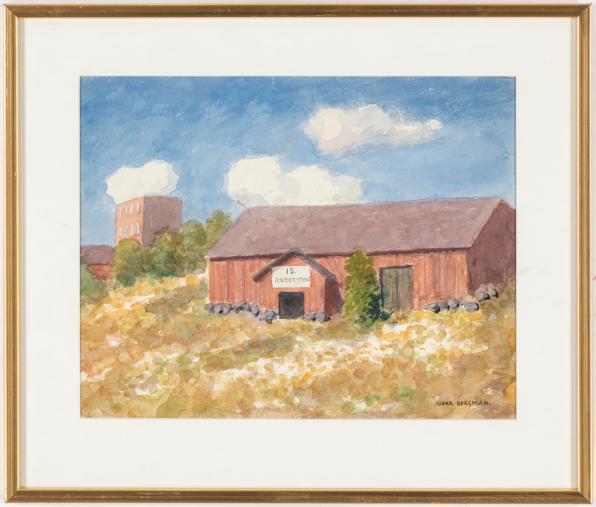OSKAR BERGMAN, watercolour on paper, signed.