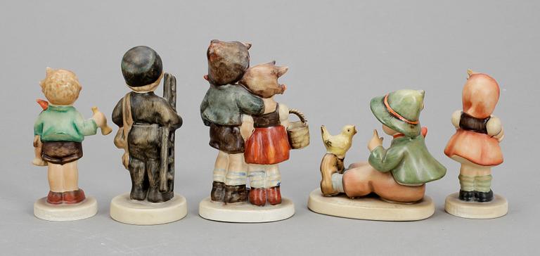 FIGURINER, 5 st, porslin, MJ Hummel, Goebel, 1900-tal.