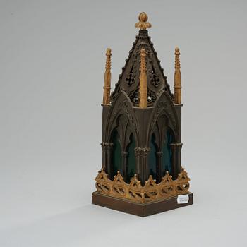 A Neo-Gothic 19th century bronze lantern.