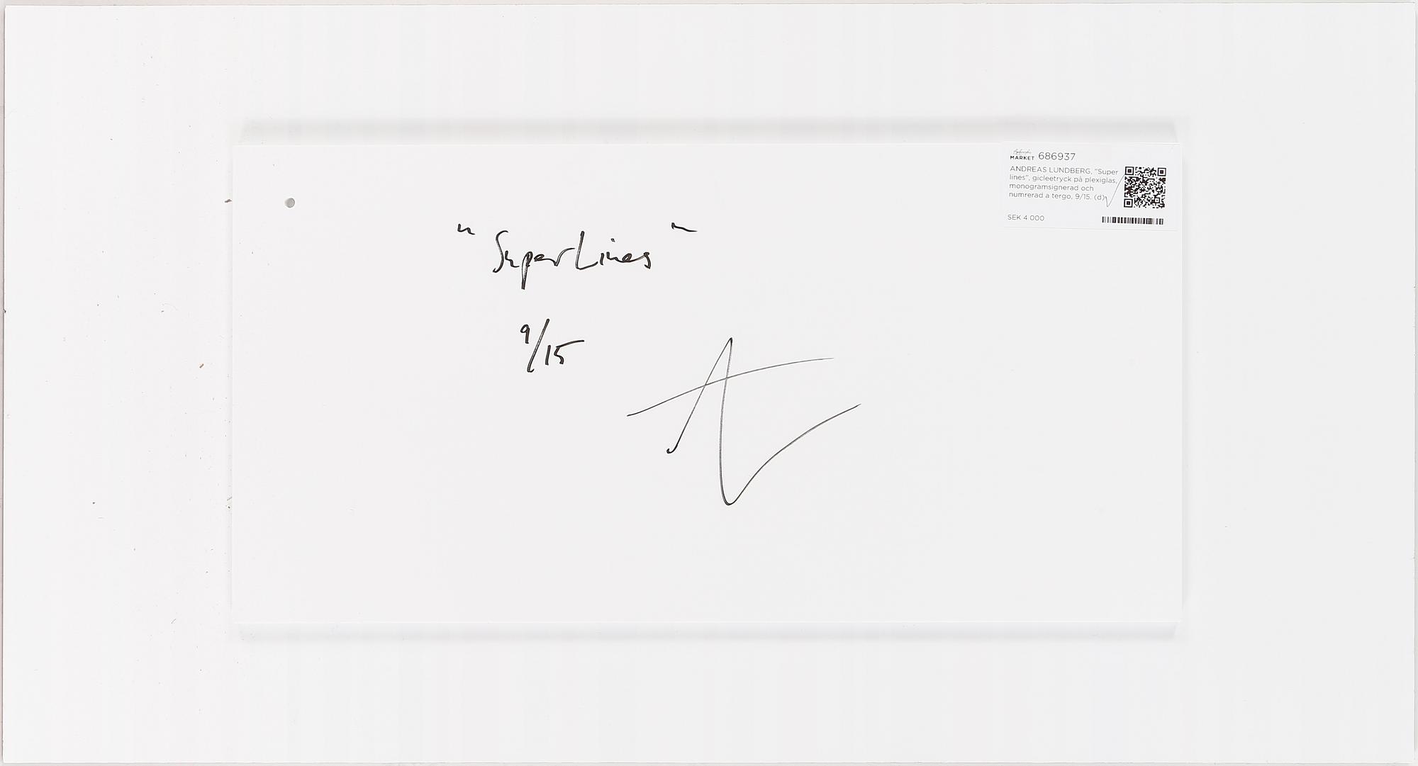ANDREAS LUNDBERG, "Super lines", gicleetryck på plexiglas, monogramsignerad och numrerad a tergo, 9/15.
