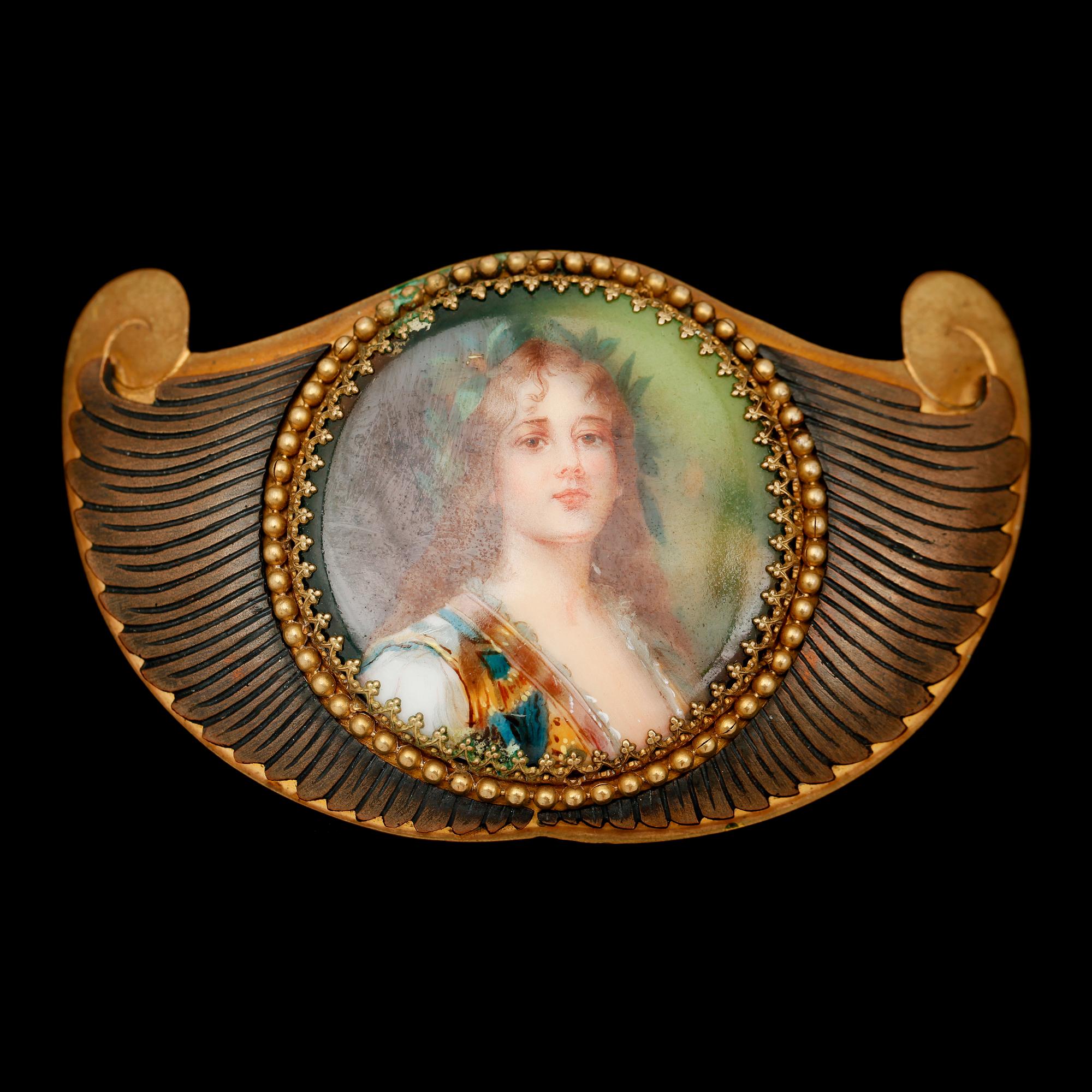 SKÄRPSPÄNNE, märkt Kiesel Dresden, 1800-tal.