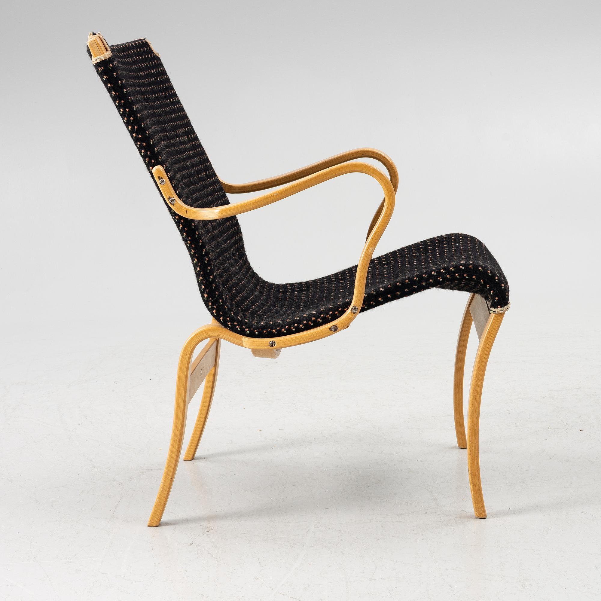 Bruno Mathsson, armchair, "Mina", Mathsson International, second half of the 20th century.