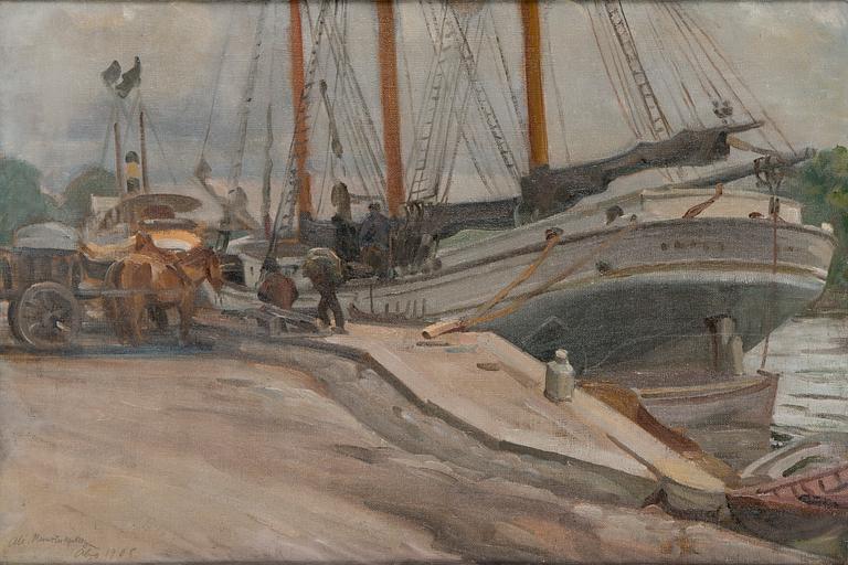 Ali Munsterhjelm, From the Shore of the Aura River (a sailing ship being unloaded).