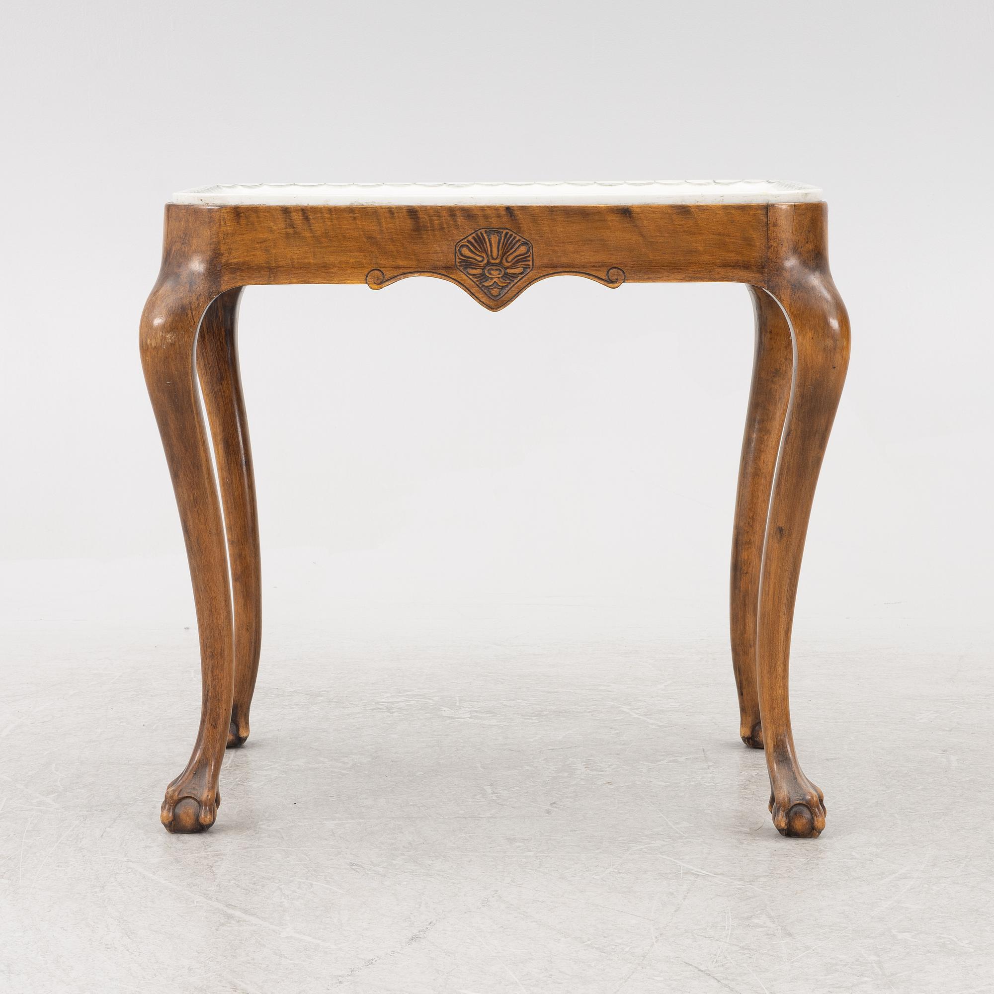 Josef Ekberg, a Rococo style tea table, Gustavsberg, first half of the 20th Century.