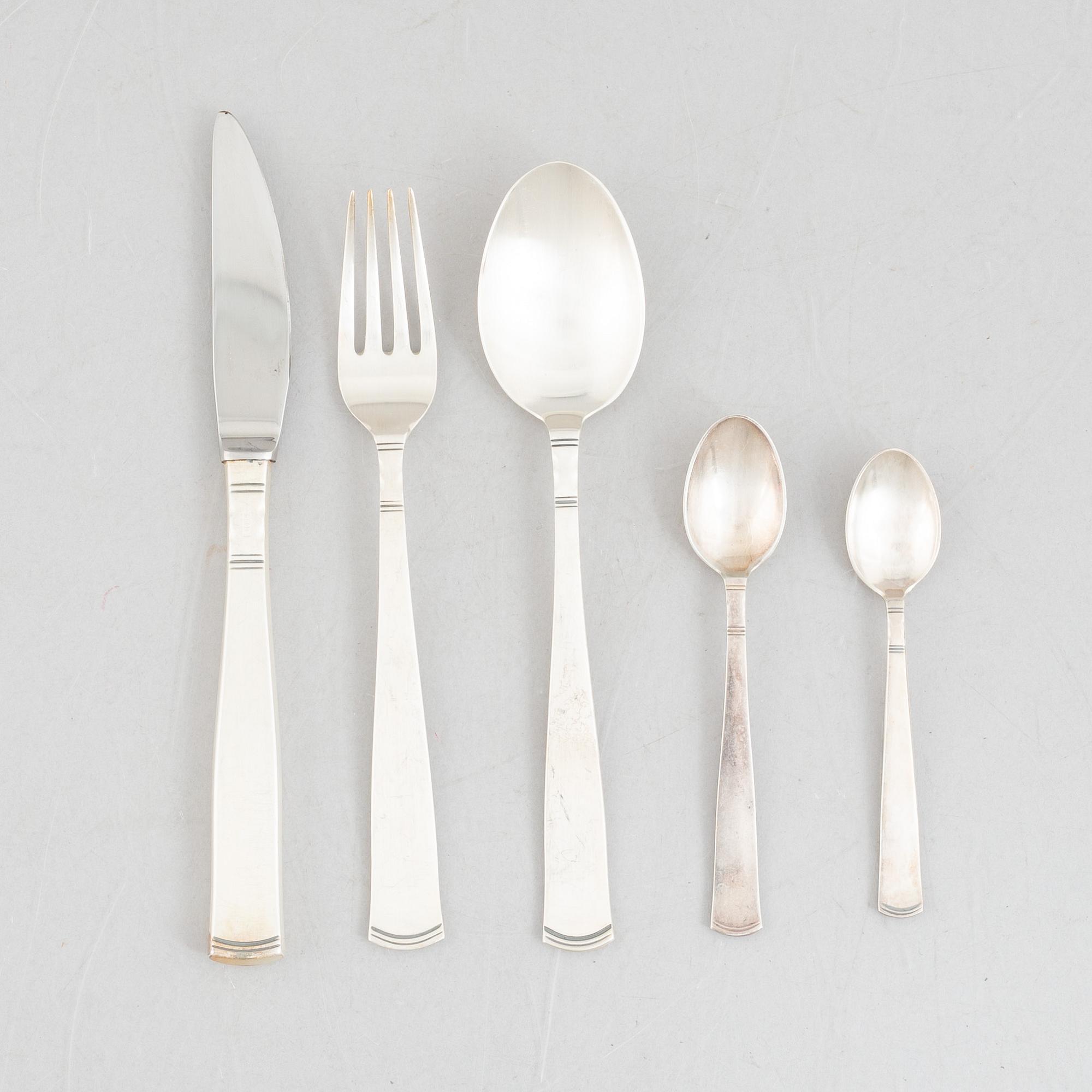 Jacob Ängman, a 60-piece silver cutlery service, 'Rosenholm', GAB, Stockholm/Eskilstuna, 1958-82.