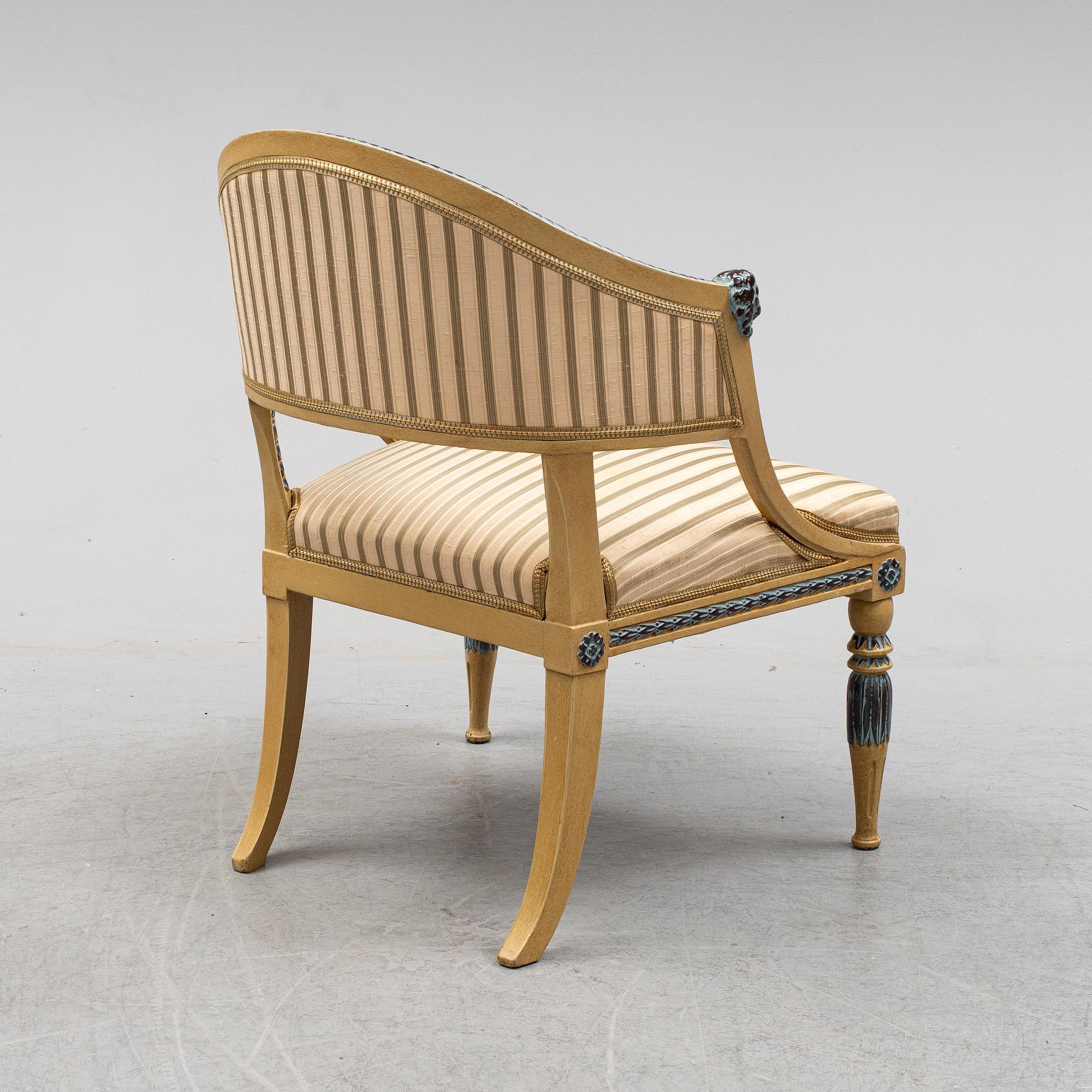 A late gustavian armchair, early 19th century.