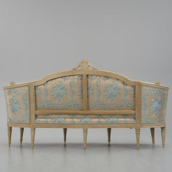 A grey-painted Gustavian 'canapé en corbeille'. sofa, by J E Höglander.