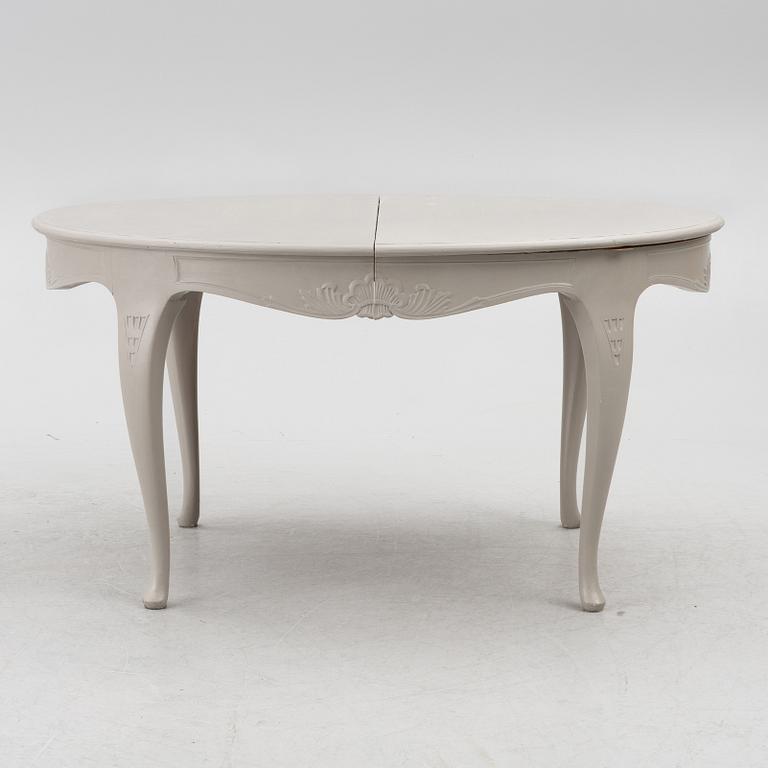 Dining table, 2 armchairs, 6 chairs, Rococo style, 20th century.