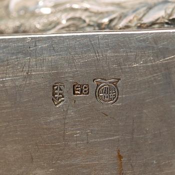 CIGARRASK, SALTKAR samt TÄNDSTICKSHÅLLARE, exportsilver. Bla Chen Hua, 1900-talets början.