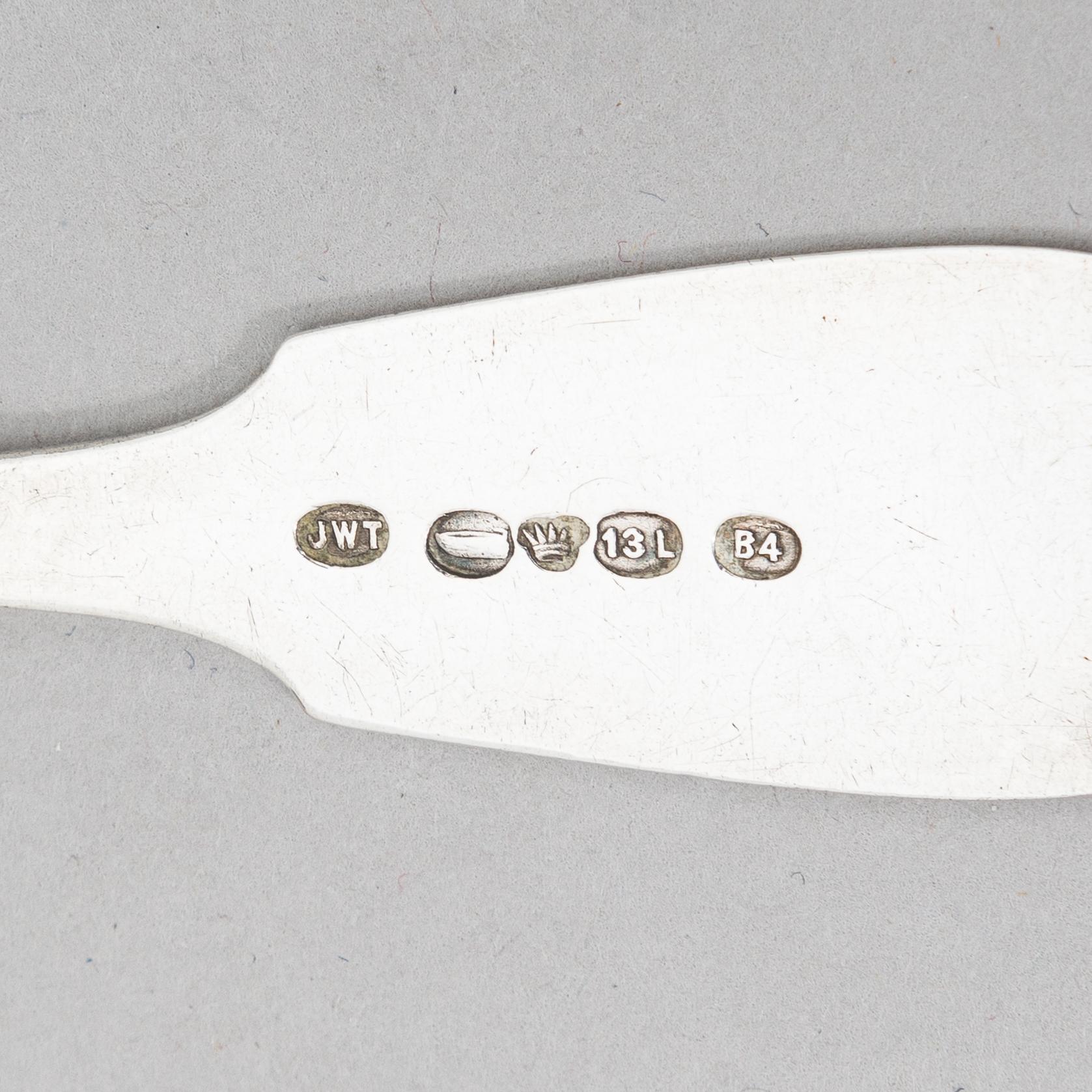 Finnish, 19th-century silver dinner and teaspoons, ten pieces, Jakobstad 1862 and Helsinki 1883.