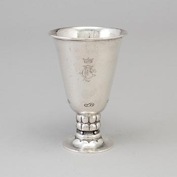 A Danish Art Nouveau silver monogrammed beaker, Copenhagen 1920. Swedish import mark.