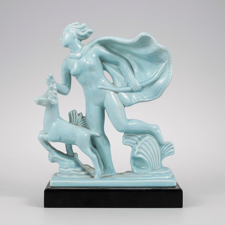 FIGURIN, flintgods, "Diana" (1928-1960), Arthur Percy, Gefle Porslinsfabrik.