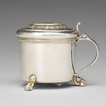 A Swedish 18th century parcel-gilt silver miniature tankard, mark of Bengt Biorn, Vasteras 1736.