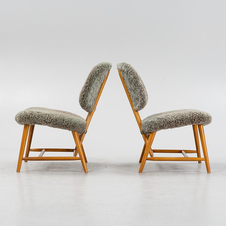 Alf Svensson, a pair of 'TeVe' easy chairs, Bra Bohag, Studio Ljungs Industrier, 1950's.
