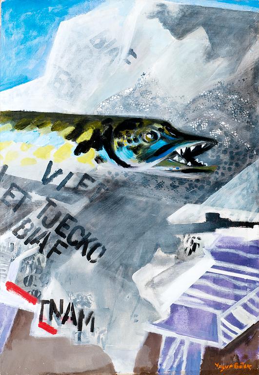 Yngve Bäck, "SALMON AND NEWSPAPER".