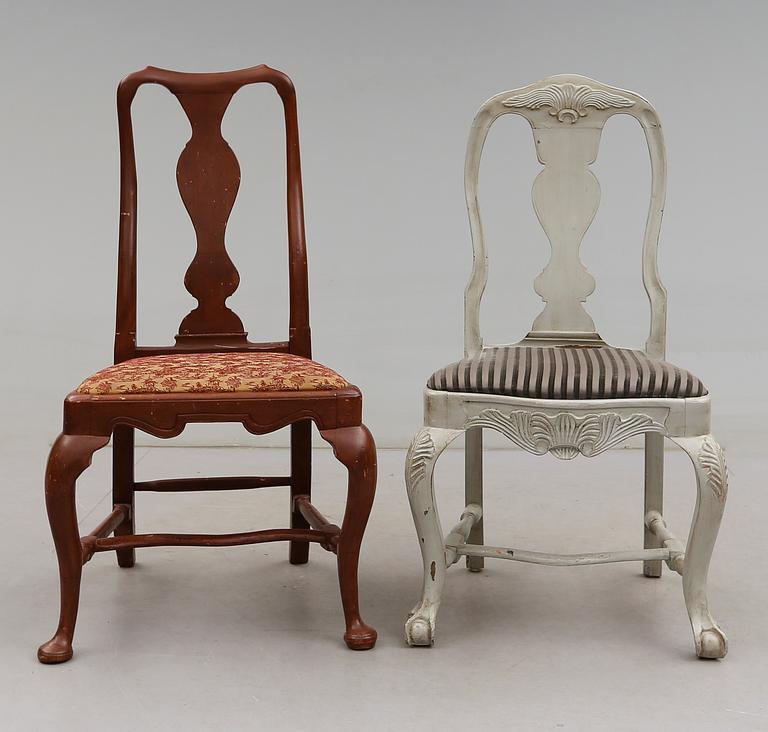 STOLAR, 2 st, senbarock samt senbarockstil, 1700-/1900-tal.