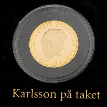 Astrid Lindgren, minnesmynt, 3 st, guld, 2004.