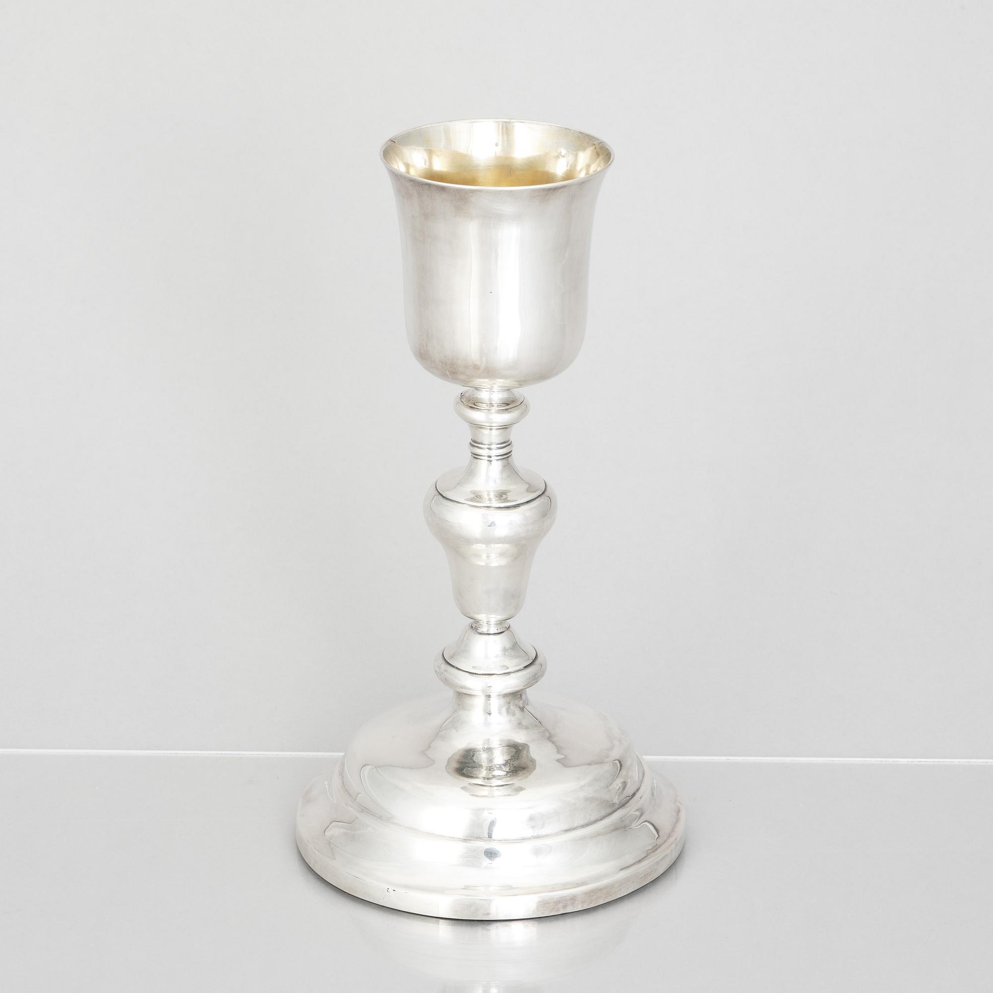 An 18th century parcel-gilt silver cup, probably France. Unclear makers mark.