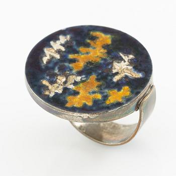 Jan-Christer Lundqvist, ring, silver with enamel, Skövde 1991.
