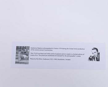 Per-Olow Anderson, ”Katharine Hepburn photographed in Venice 1954".