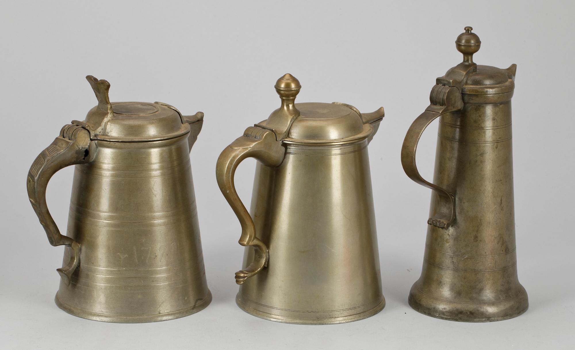 PARTI TENN, 8 delar, bl.a. Johan Fredrik Werrenrath, Lund 1881. 1800-tal.