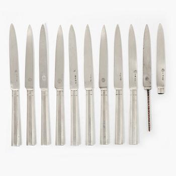 Gustaviansk, Knives, 10 pieces, silver, Pehr Zethelius and Adolf Zethelius, Stockholm, among others, 1804.