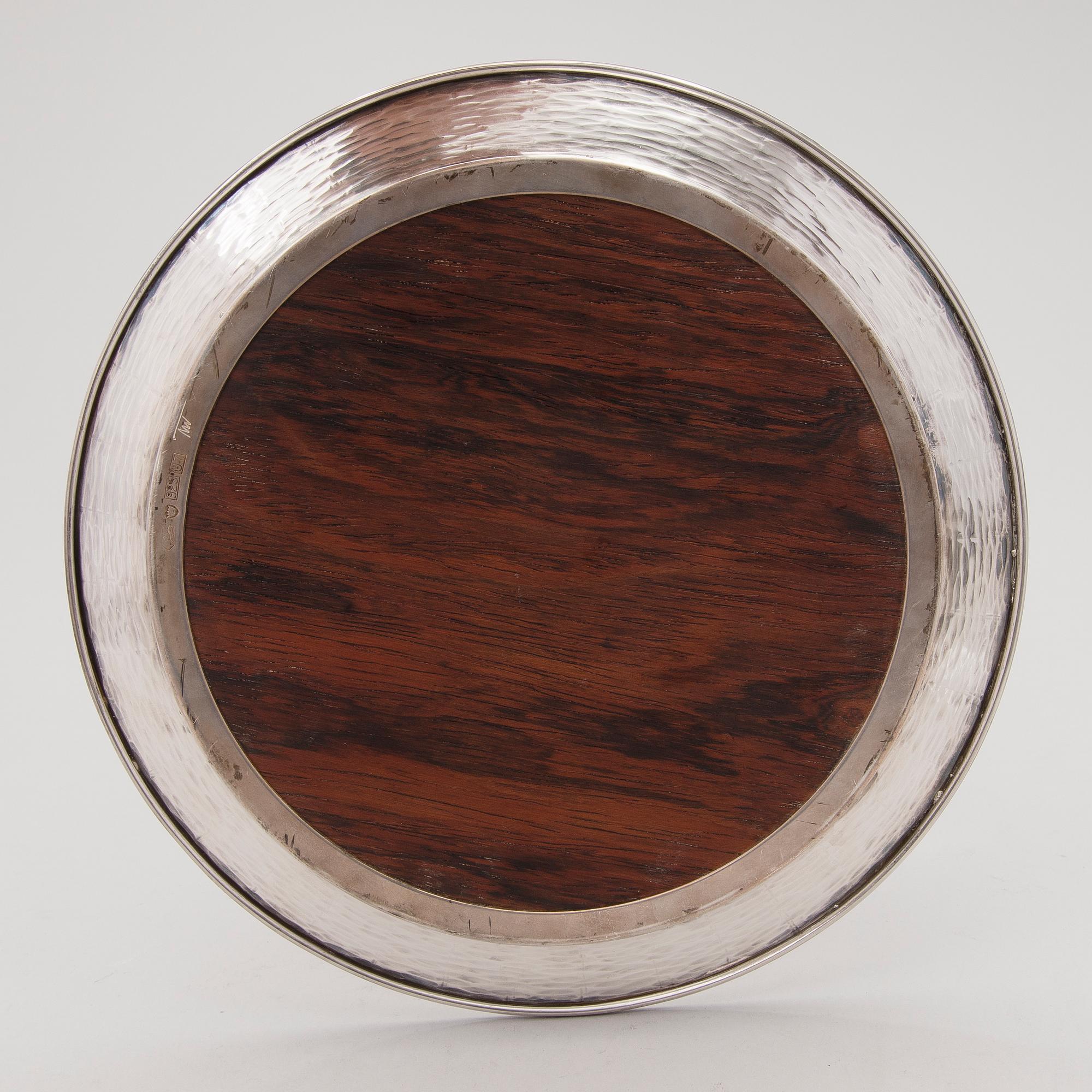 TAPIO WIRKKALA, fat, sterling silver och ädelträ, stämplat TW, Hopeakeskus, Tavastehus, 1973.