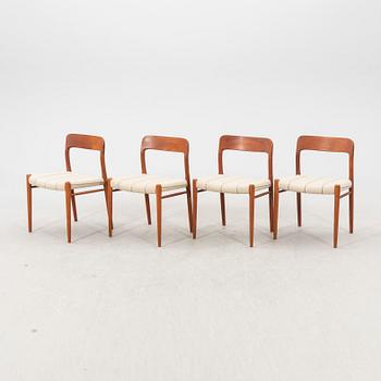 Niels Otto Møller, a set of four teak dining chairs from JL Møller  möbelfabrik Denmark 1960s.