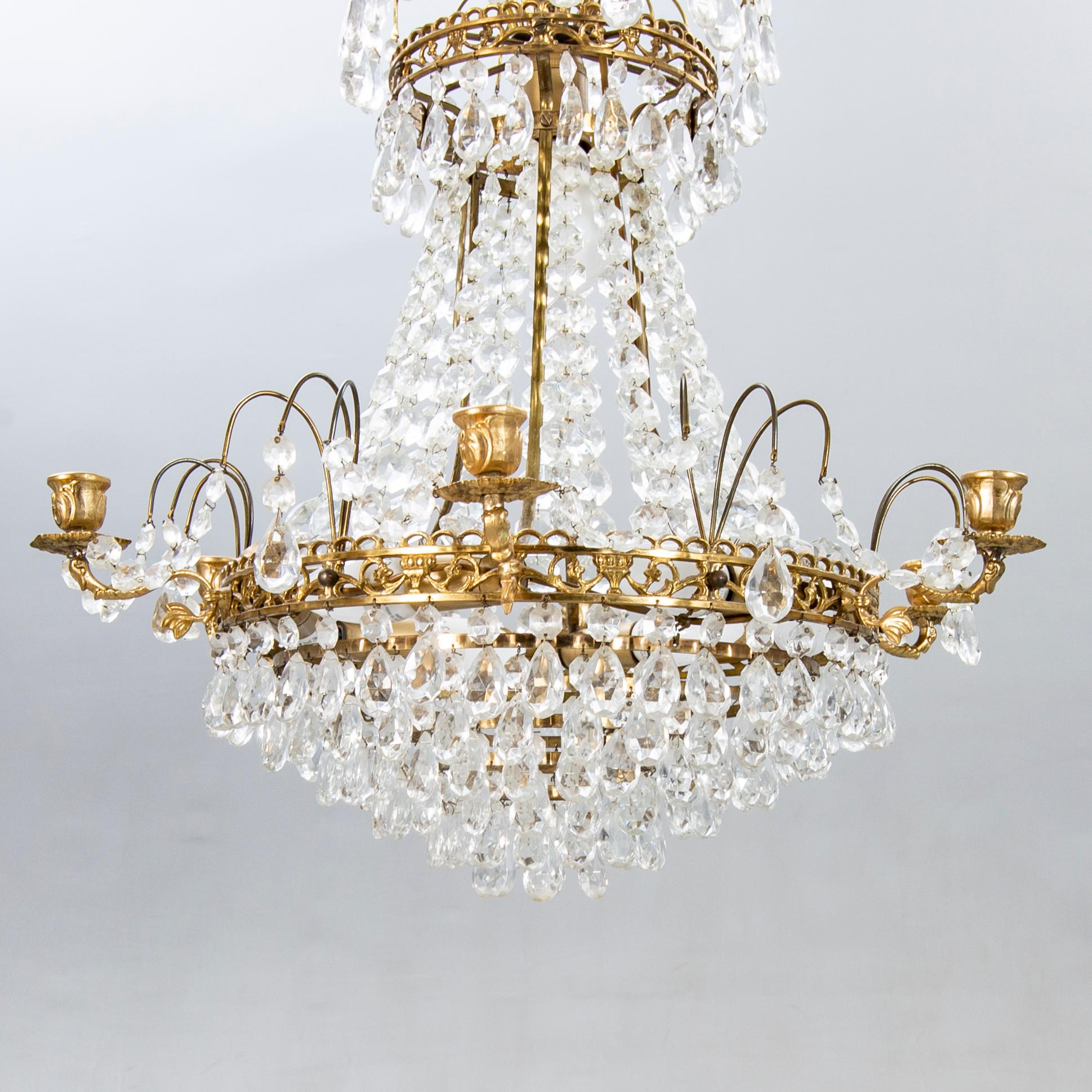 A Gustavian style chandelier mid 1900s/later part.