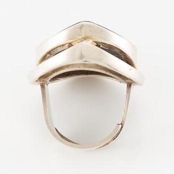 Jorma Laine, ring, silver and spectrolite, Turun Hopea, Turku, Finland 1973.