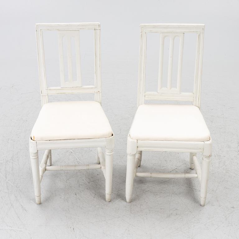 Six Gustavian chairs, late 18th century.