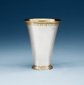 757. A Swedish 18th century parcel-gilt beaker, makers mark of Cornelius Zitski, Stockholm 1732.