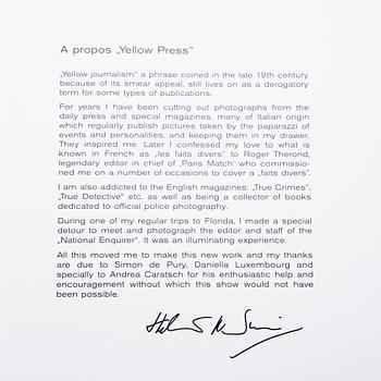 UTSTÄLLNINGSKATALOGER, 2 st, Helmut Newton, Sex & Landscapes / Yellow Press, De Pury & Luxembourg, Zurich, 2001-2002.