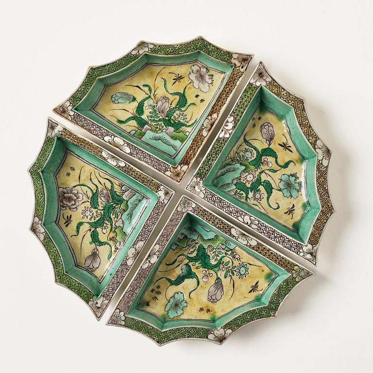 A bisquit four-piece cabaret, Qing dynasty, Kangxi (1662-1722).